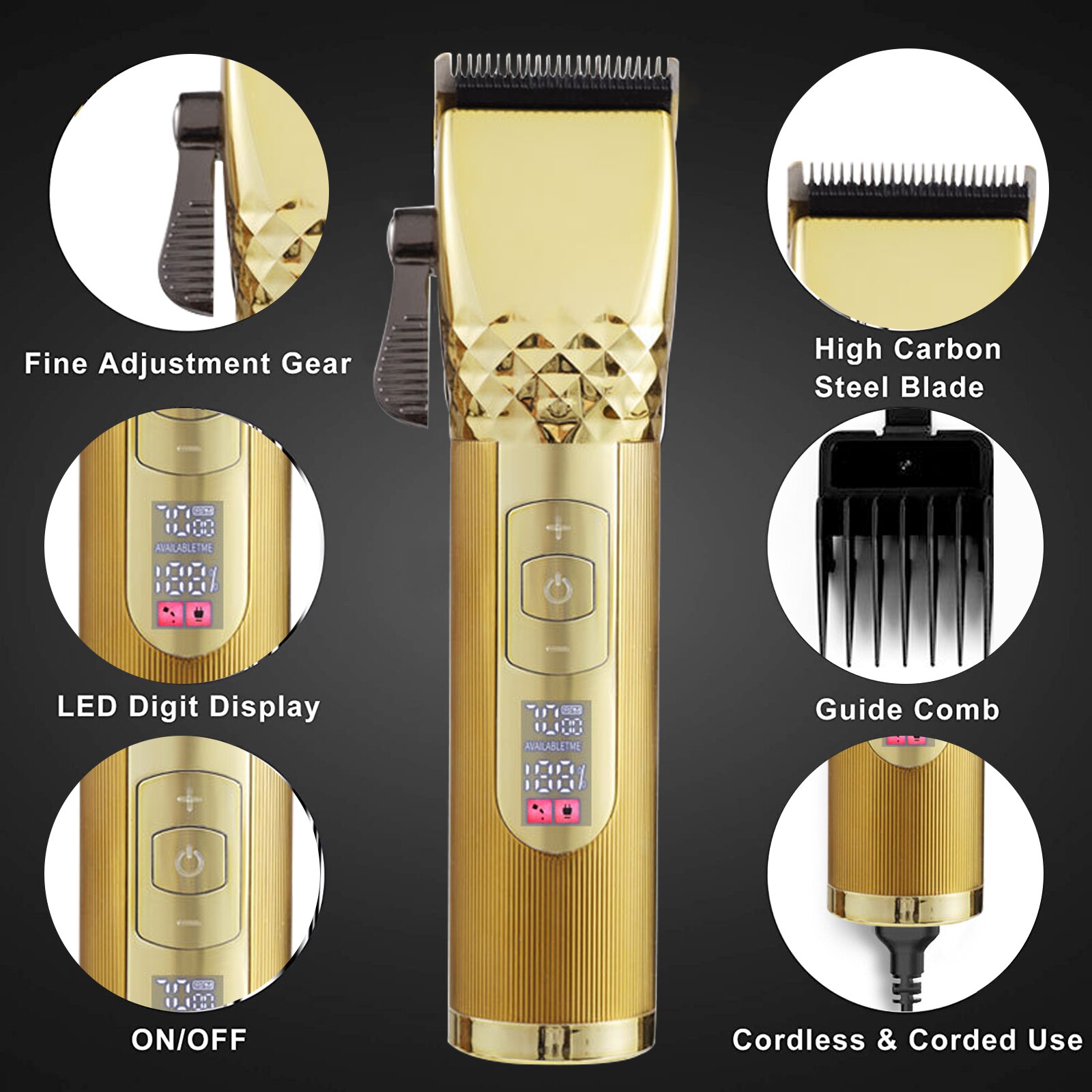 Tondeuse à cheveux et à barbe électrique professionnelle t-outliner,rasoir rechargeable filaire et sans fil, machine pour la découpe et la finition,
