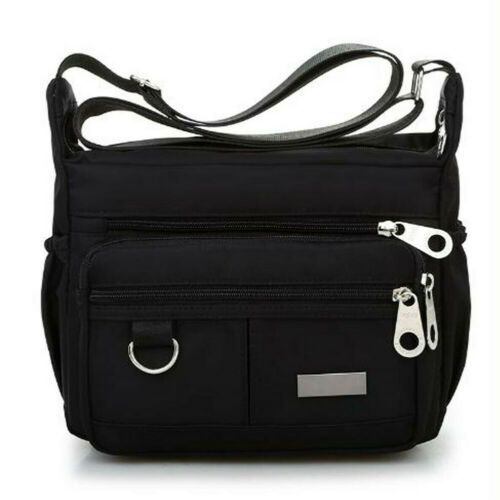 Grand sac à main multi-poches pour femmes, sacoche à bandoulière de rue: Black