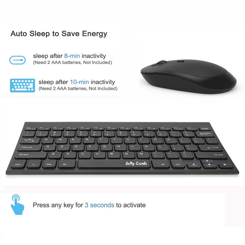 Jelly Comb 2.4GHz Wireless Keyboard Mouse Combo Ultra Slim Compact Portable Keyboard Mice Set For Windows 7/8/ XP/ Vista/10