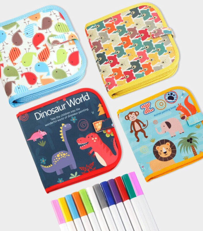 Planche à dessin Portable 3 couleurs | Set pour enfants Graffiti doux, dessin Animal effaçable, livre d'images, bricolage livres de dessin