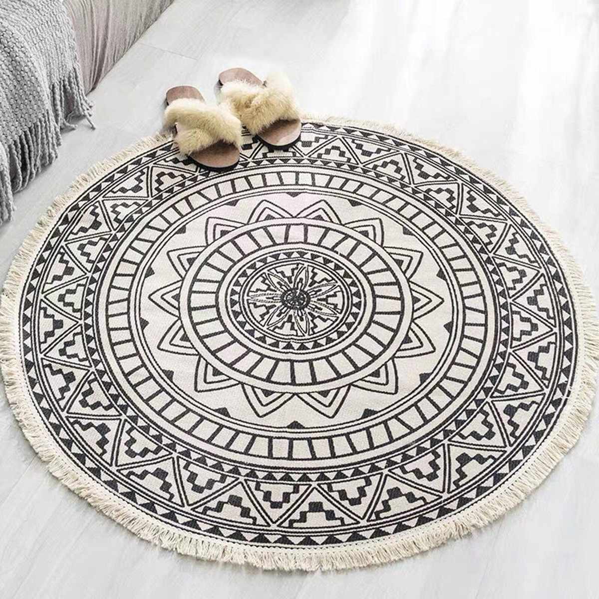 Ronde Tapijt Bohemian Patroon Tapijt Slaapkamer Bed Badkamer Computer Stoel Anti-Slip Mat Vloermat Romantische Woondecoratie Mat