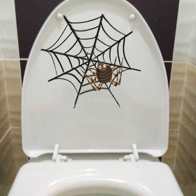 YOJA 22.2X21.5CM Spider Web Spider Art Mural Home Wall Decal Decor Toilet Sticker Funny Cartoon T5-1121