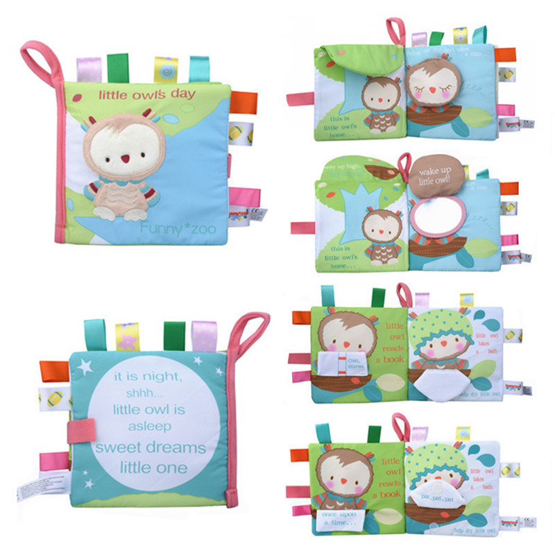 Soft Books Infant Early cognitive Development My Quiet Bookes baby goodnight educational Unfolding Cloth Book Activity Book DS19: little owls