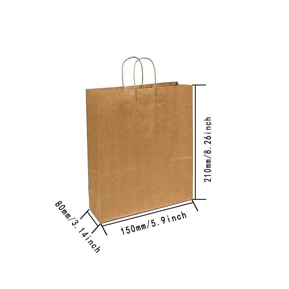 Sac en papier kraft à poignée torsadée marron avec poignées pour fête de mariage vêtements à la multifonction