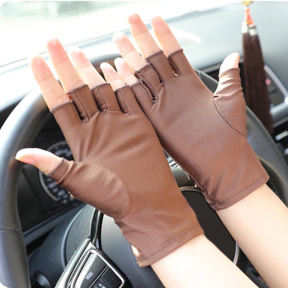 Auto Rijden Handschoenen Anti-Uv Handschoenen Vrouwen Mannen Half Vinger Handschoenen Dunne Zweet Absorptie Ademend Antislip Drive Hand Protector