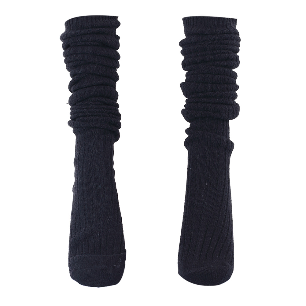 Medias largas y gruesas de algodón para mujer, mallas de lana suave tejidas por encima de la rodilla, largas, hasta el muslo, color negro, invierno, novedad: Negro