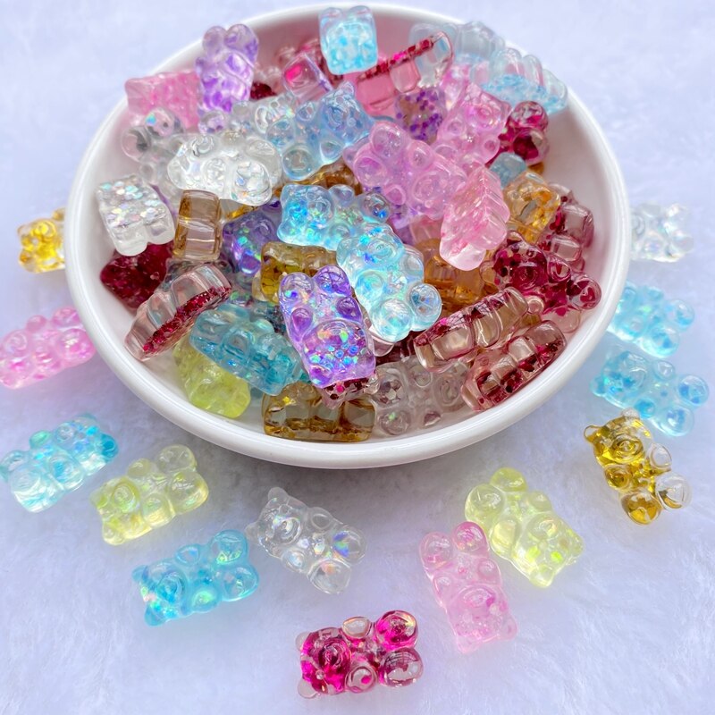 20 pçs/lote bonito urso misto flatback resina kawaii scrapbooking enfeites acessórios diy e49