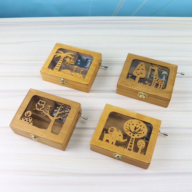 Forest animal hand-cranked music box home boutique birthday crafts ornaments