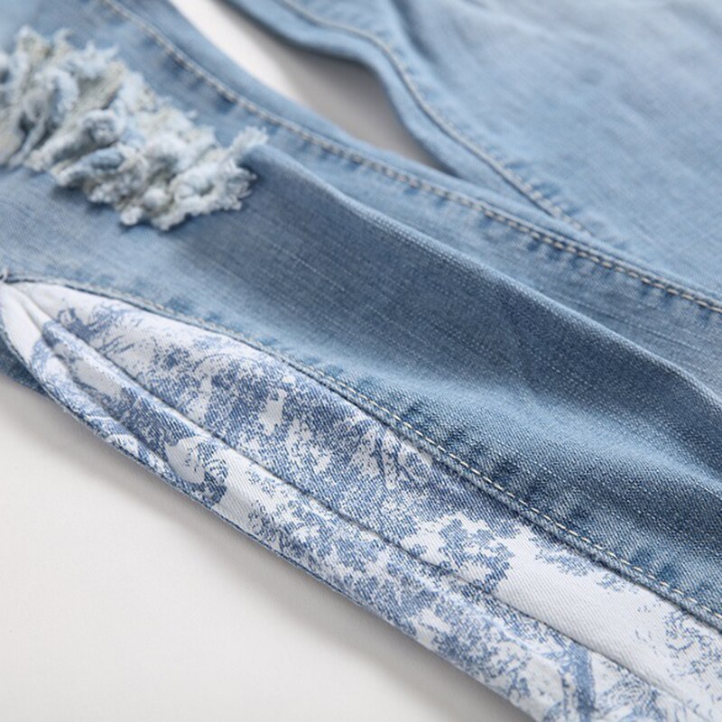 Mannen Denim Jeans Stretch Broek Mannen Koreaanse Stijl Trendy Persoonlijkheid Bedelaar Grote Size Tij Ripped Jeans