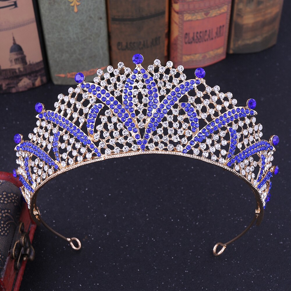 Barocco di Lusso Argento Placcato Nuziale di Cristallo tiara regina corona di Strass Diadema Velo Diademi Fasce nozze Accessori per Capelli