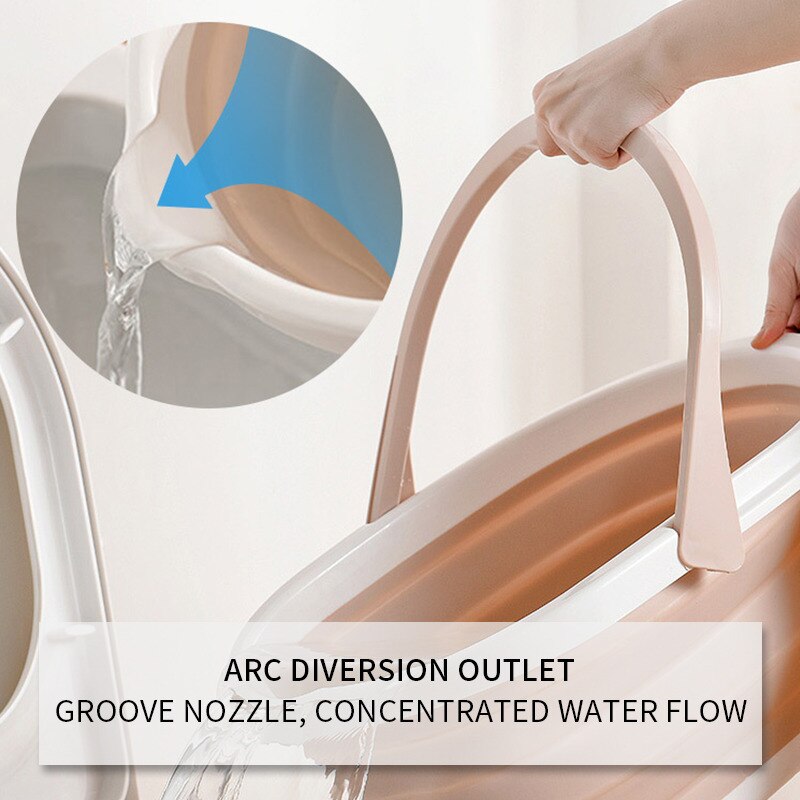 1PC Foldable Water Basket Large Rectangular Portable Folding Car Wash Bucket With Sturdy Handle Cleaning Mop Bathroom Tool