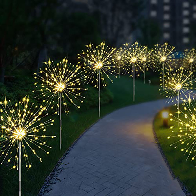 LED Solar Feuerwerk Lichter Garten Dekoration Lichterkette Wasserdichte Outdoor Löwenzahn Rasen Lampe für Garten Landschaft Rasen Dekor: Warmes Weiß / 0-5W