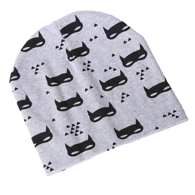 Gorros de lana de punto de algodón con doble Impresión de animales de dibujos animados de para niños y niñas gorros de invierno de primavera y otoño: No 7 Gray cat