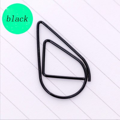 200PCS Cute Teardrop Smooth Stainless Steel Shaped Paper Clips for Office Wedding Women G: black