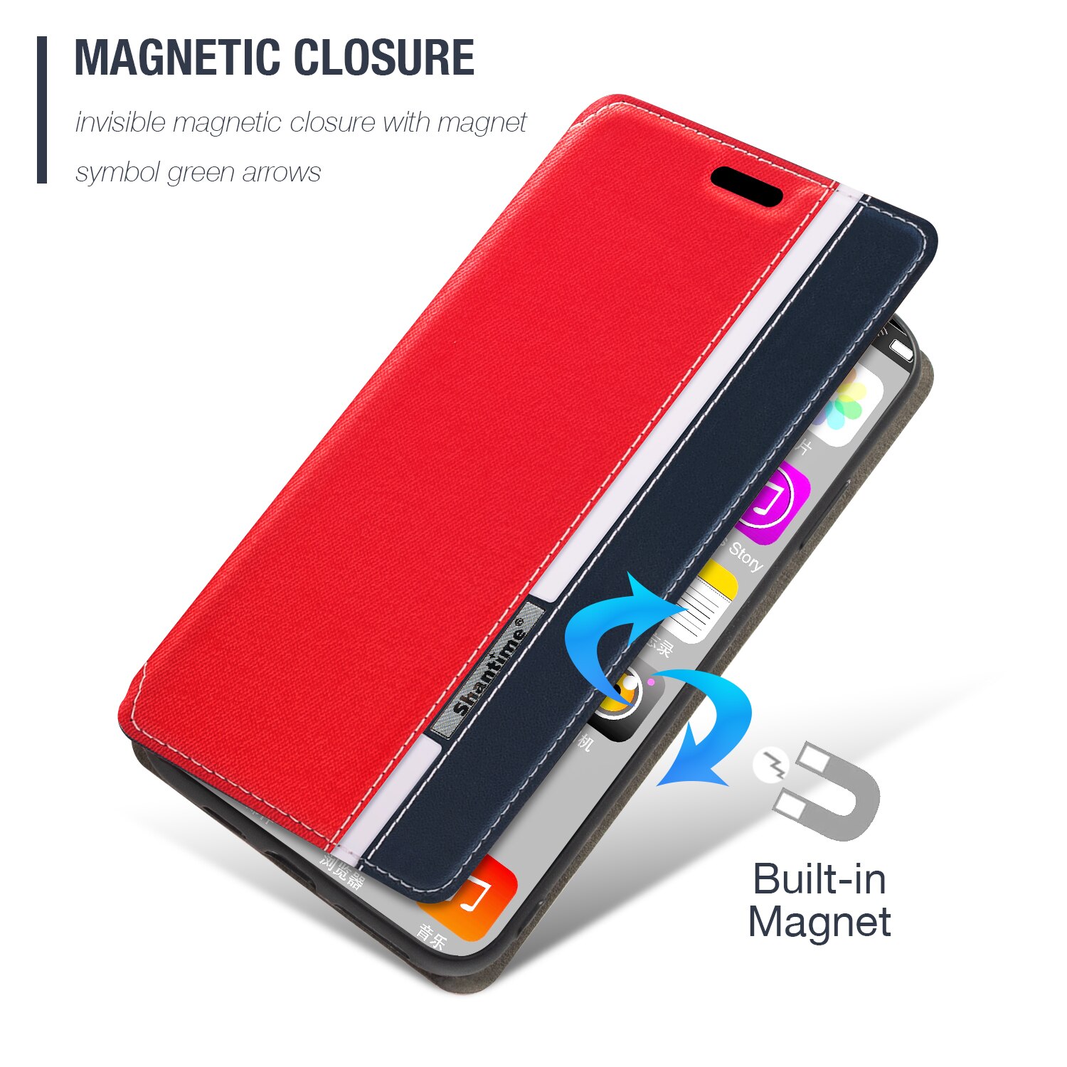 Voor Blackview BV8800 Case Multicolor Magnetische Sluiting Leather Flip Case Cover Met Kaarthouder 6.58 Inches: Red