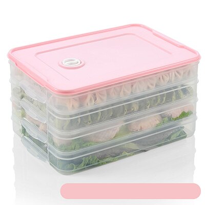 dumpling oppbevaringsboks plast kjøleskap frisk-holde 2-4 etterslep bærbar stabelbar dumpling container holder organizer: 3