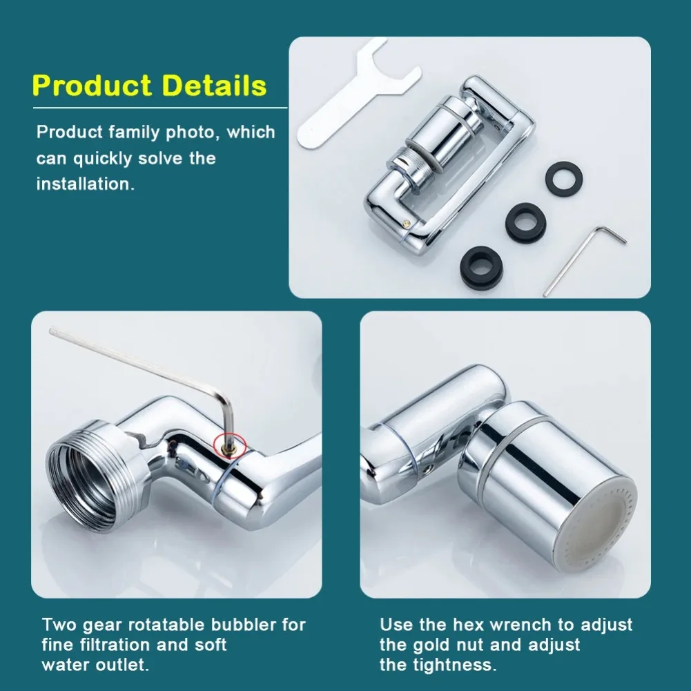 Metall Kupfer Universal 1080° ° Rotation Küchenarmatur Belüfter Extender Wasserhahn Sprühkopf Wasserhahnverlängerung 1080 ° 360 ° Spülbeckensprüher