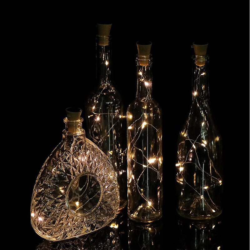 Solar Powered Wine Bottle Cork Shaped LED Copper Wire String Outdoor Light Garland Lights Festival Outdoor Fairy Light 1M/2M
