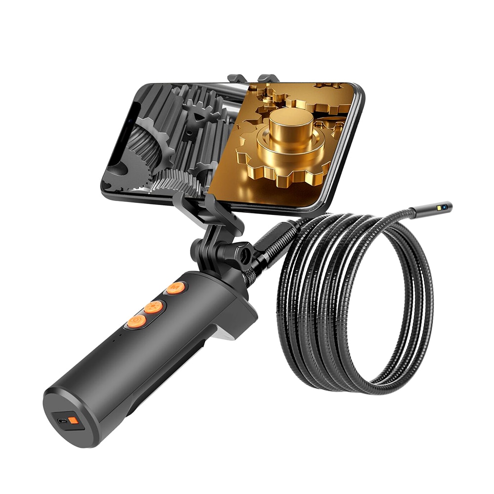 Wirelessly Connected Industrial Endoscopy Borescope 1 Meter Wire Inspection Double Camera Built-in 9pcs 5 Levels Brightness LEDs