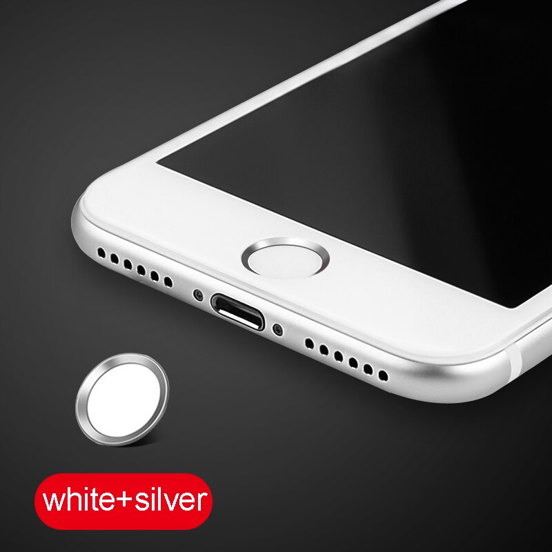 Kawaii Cartoon Phone Touch ID For iPhone Home Button Sticker Support Fingerprint Mobile Phone Stickers For iPad Air 2 Mini 4: White Silver