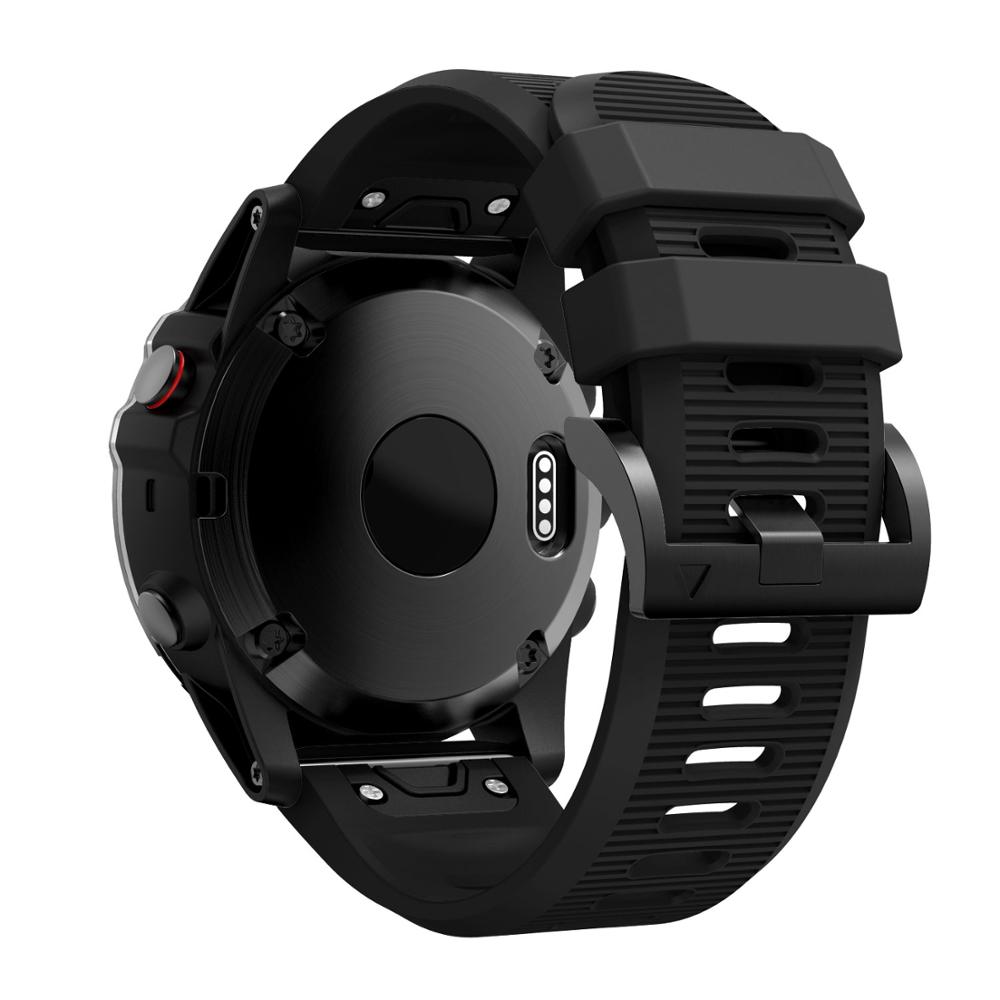 Voor Garmin Fenix 6X Mode Horloge Band Siliconen Band Voor Garmin Fenix 5X Quick Release Strap Voor Garmin Fenix 5X Plus Bands: Black