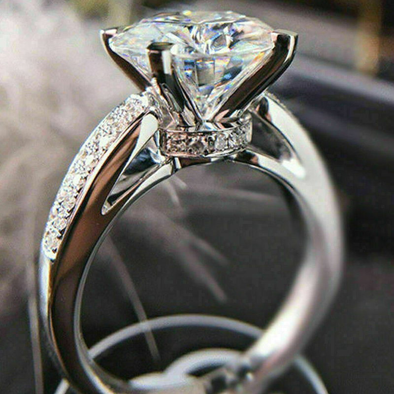 Lady 2PCS Simulated Diamond Ring Women's Pink Zircon Ring Set Engagement Ring Wedding Band (Pink, 6