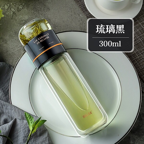 RELEA Glass Bottle Double Layer Tea Water Separation Glass Bottles Stainless Steel Tea Partition Bottle: 1