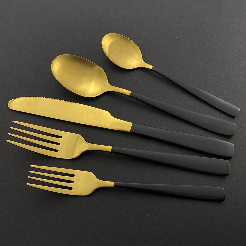 Couverts en acier inoxydable, 20 pièces, noir mat, service de table, couteau à dîner, fourchette à Dessert, cuillère, vaisselle de table, couverts de cuisine pour la maison
