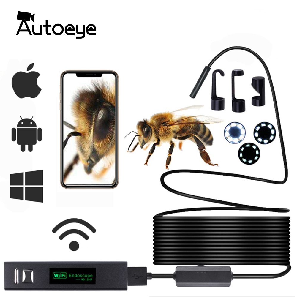 WIFI Endoskop Kamera HD 1200P 10/5/3,5/2/1 M Mini Wasserdicht Harten Draht drahtlose 8mm 8 LED Endoskop Kamera Für Android IOS Mac W