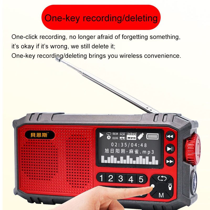 Multi-functional FM Radio Portable Bluetooth Speaker with LED Display Flashlight Support U Disk TF Card AUX Time Lyrics Display