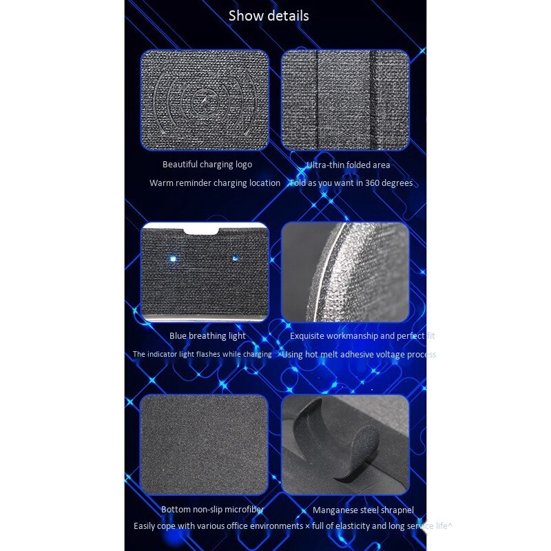 Alfombrilla de ratón de carga inalámbrica Qi de 15W, cargador inalámbrico de teléfono móvil de tela plegable para iPhone 13, 12, 11 pro, 8plo Max, Samsung S21, S20