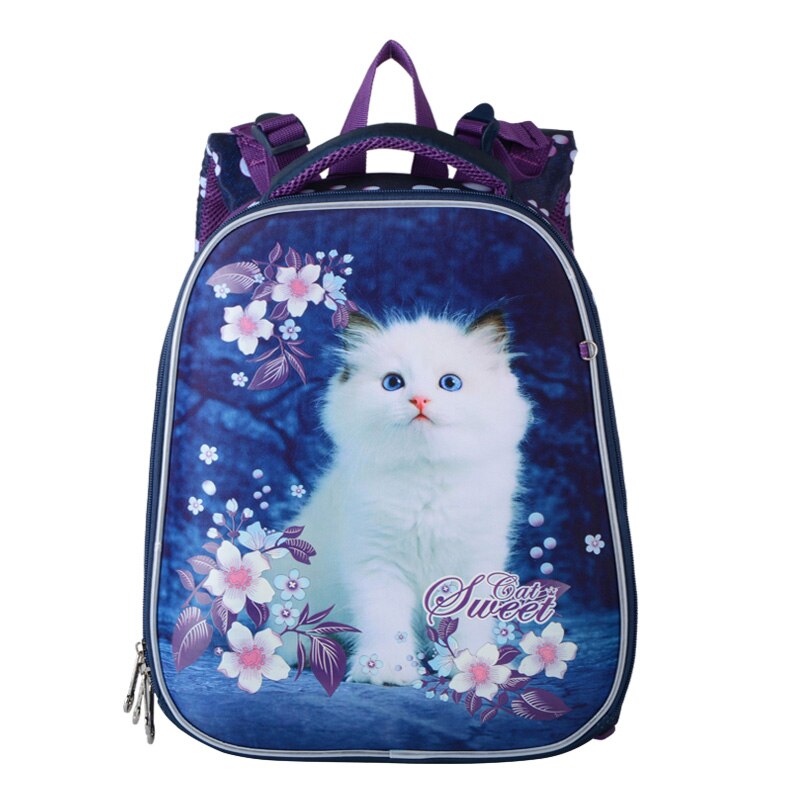 Kinderen Schooltassen Voor Meisjes Jongens School Rugzakken Orthopedische 3D Cartoon Rugzakken Kids Satchel mochila escolar: cat cat