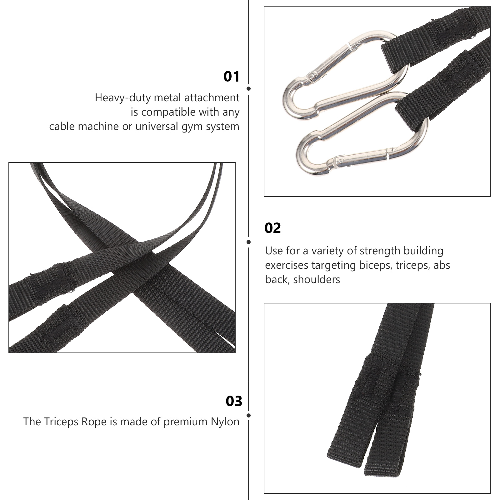 2pcs Durable Tricep Rope Press Down Push Extent Cord Workout Equipment