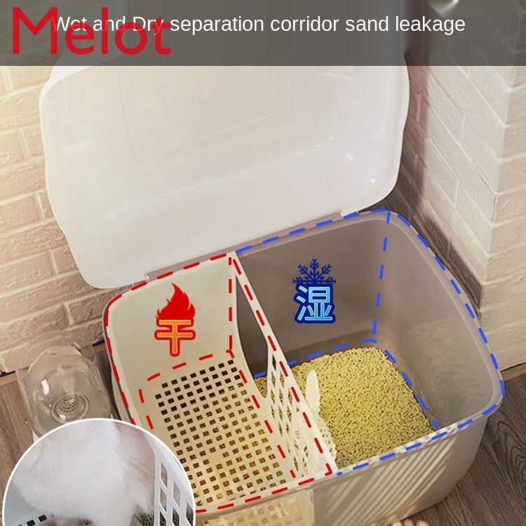 Caja de arena moderna para pasillo, desodorante de inodoro de gran tamaño, canal largo, completamente cerrado, a prueba de salpicaduras, suministros para gatos