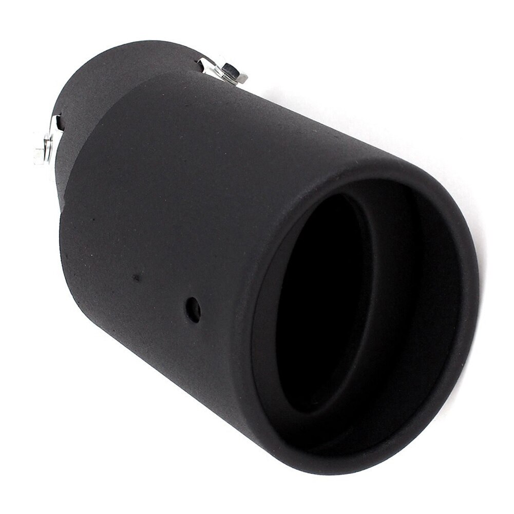 AUTO -60mm Oval Curved Tip Exhaust Silencer Rear Tube Black