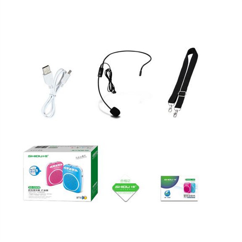 SHIDU S308 Teaching Microphone Special Voice Amplifier with Wired Headset Waist Neck Band and Belt Clip Support MP3 U Disk/TF