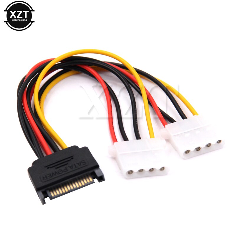 15 Pin SATA to 2 Male to Female 4 Pin Molex standard IDE HDD Advanced Power supply Hard Drive Cable connector