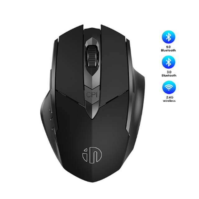 Rechargeable Wireless Mouse Three Modes 2.4G Bluetooth Ergonomic Optical Mouse 4000DPI Mechanical Touch 6 Buttons for Laptop PC: 2.4G BT black