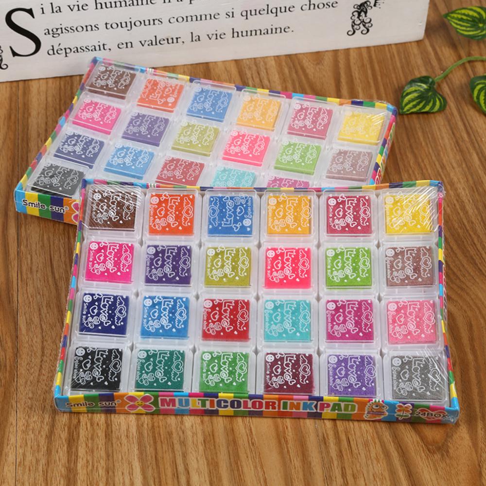 24 stk mini børn fingeraftryk maleri farverig blækpude stempel partner baby diy kunst håndværk forsegling graffiti værktøj tidligt pædagogisk legetøj