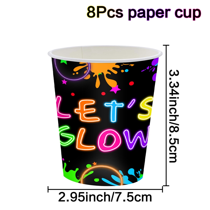 Fluorescent Theme Birthday Disposable Tableware Happy Birthday Party Decoration Paper Plates Napkins Kids Baby Shower Suppies: Olive