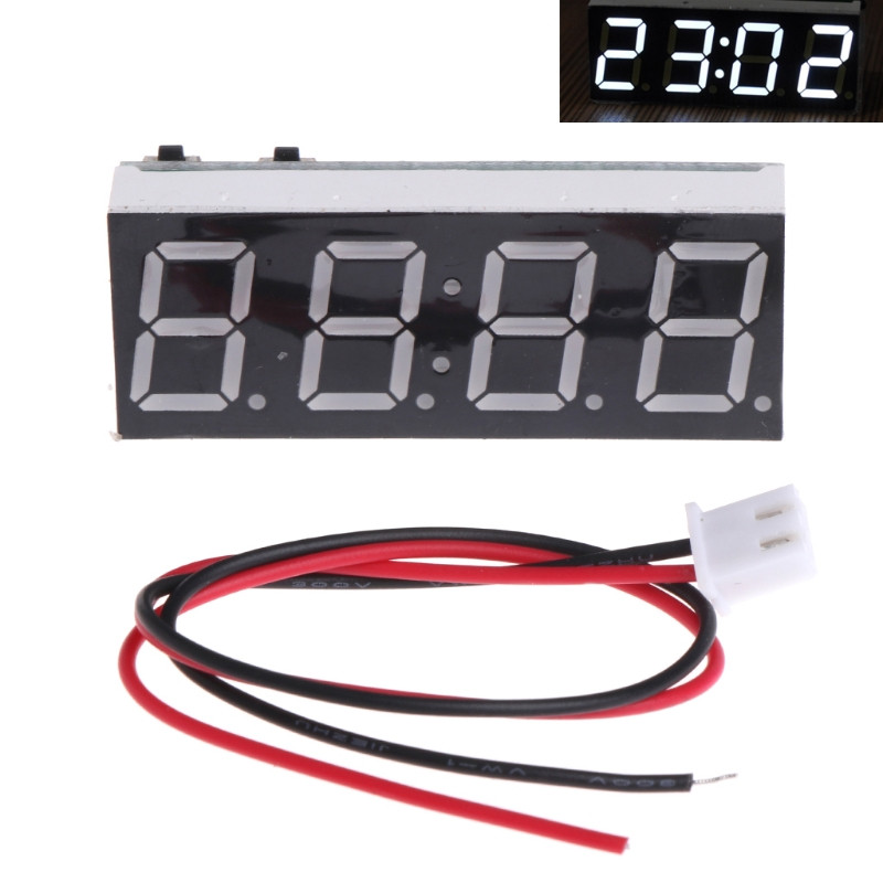 Voltímetro electrónico de 12V, 5-24V, termómetro, reloj para coche, módulo de Monitor LED automático: Blanco