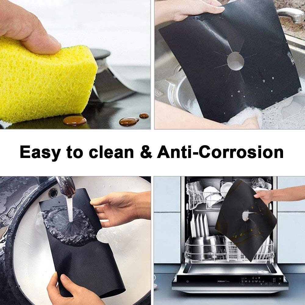 Gas Stove Burner Liners - 0.3 Mm Thick Heavy Duty Ptfe Material, Non-Toxic, Non-Stick, Reversible And Reusable Stove Top Burne