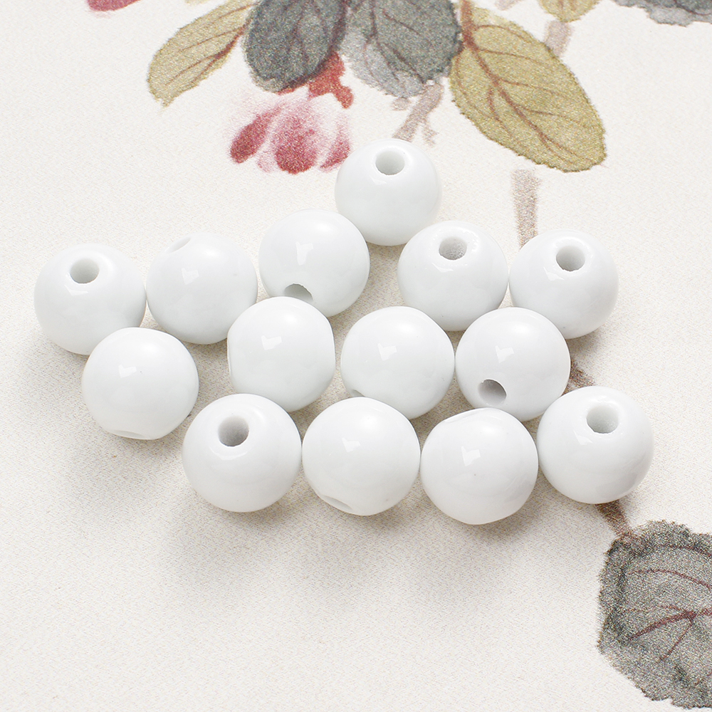 6/8/10/14mm Round Ceramic Beads 20-100Pcs Red Black Ceramic Loose Spacer Beads For DIY Necklace Bracelet Earrings Jewelry Making: green / 5mm