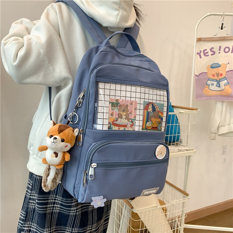 Moda ITA plecak wodoodporny Nylon dla kobiet Laptop panie śliczny żeński plecak Kawaii Student mężczyźni przezroczysty tornister