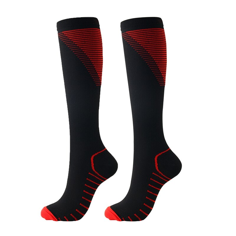 Sports Socks Compression Socks Running Women Men Marathons Circulation Athletic Edema Varicose Veins Travel Over Knee Stockings: Red / M