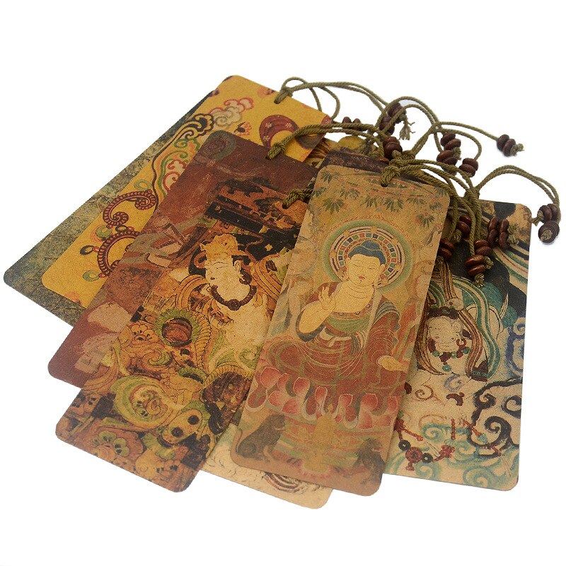 10 kpl/setti dunhuang mogao luolat seinämaalaukset kirjanmerkit pahvi kirjateline viestikortti paperitavarat