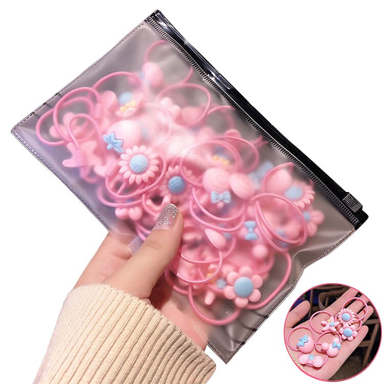 50/40PCS Elastic Rope Ring Hairband Baby Girls Kids Candy Color Hair Band Ponytail Holder: Pink 40 Pcs