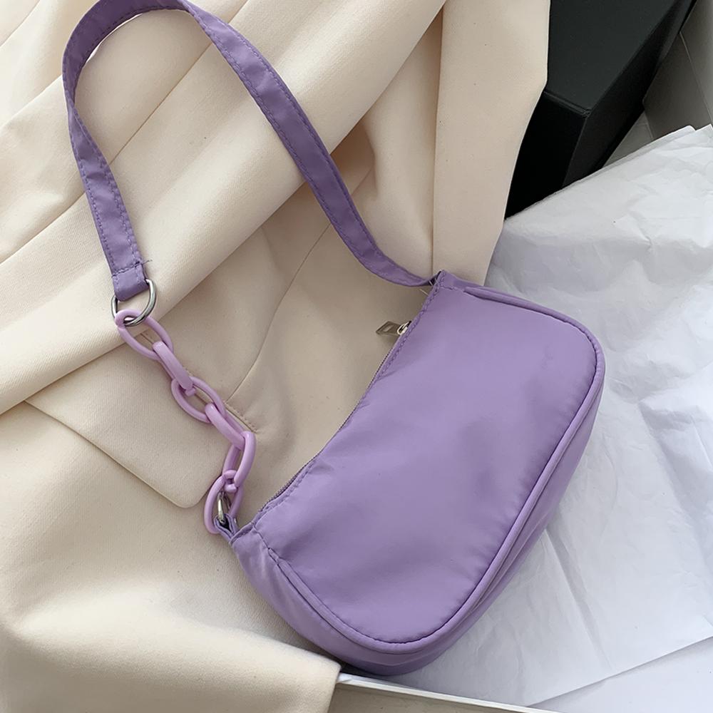 Women Casual Nylon Handbag Purse Ladies Portable Classic Chic Leisure Small Totes Travel Shoulder Bag: Purple