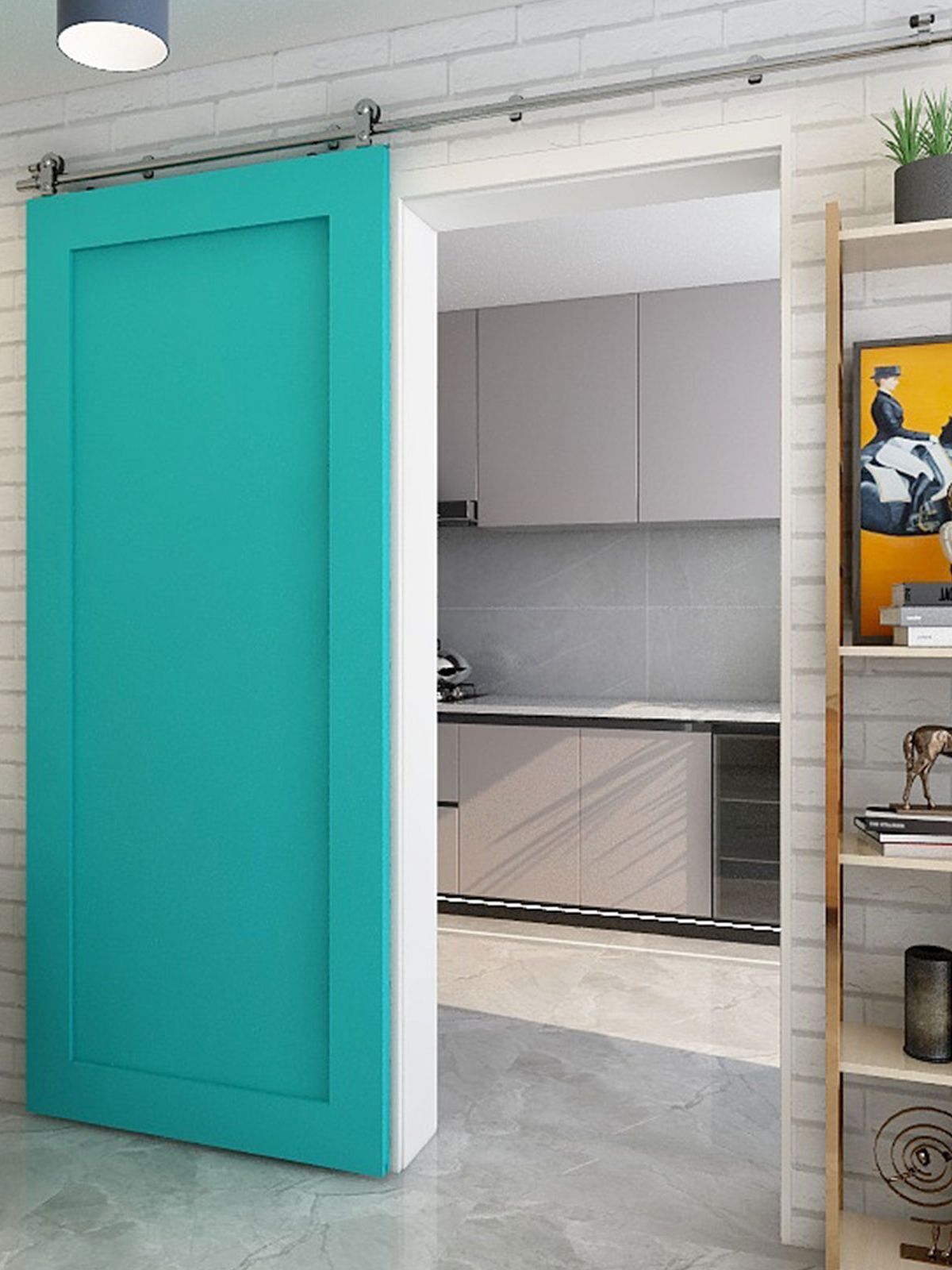 Sliding Door Hardware Closet Kit for Single Wood Door, Stainless Steel T Roller Kit 4FT-16FT