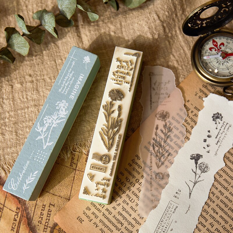 Vintage blomster kalender baggrund træ stempel planlægger træ gummi stempel sæt gør det selv scrapbog kort dekoration prægning